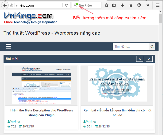 Thêm công cụ tìm kiếm của Website vào các trình duyệt